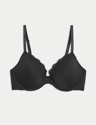 

Womens M&S Collection Lace Padded Plunge Wired Bra A-E - Black, Black