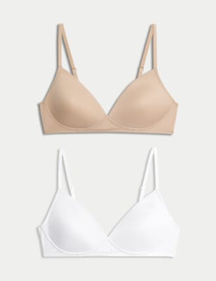 

Womens M&S Collection 2pk Non Wired First Bras AA-D - Opaline Mix, Opaline Mix