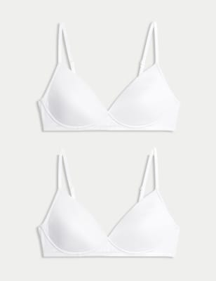 

Womens M&S Collection 2pk Non Wired First Bras AA-D - White/White, White/White