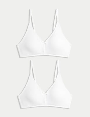 

Womens M&S Collection 2pk Non-Wired Bralette First Bra AA-D - White/White, White/White