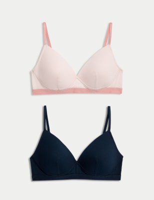 

M&S Collection Pack de 2 primeros sujetadores sin aros acanalados de algodón para copa AA-DWomens - Pink Mix, Pink Mix