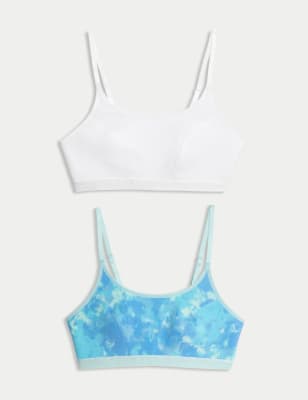 

Womens M&S Collection 2er-Pack Erst-BH-Bustiers aus Baumwollmischgewebe - Blue Mix, Blue Mix