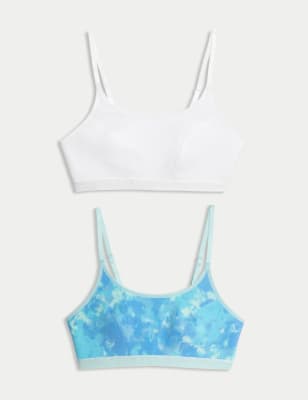 

Womens M&S Collection 2pk Cotton Blend Crop Top First Bras - Blue Mix, Blue Mix