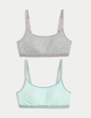 

Womens M&S Collection 2pk Non Wired Crop Top First Bras - Light Aqua, Light Aqua