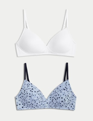 

Womens M&S Collection 2pk Padded First Bras (AA-D) - Blue Mix, Blue Mix
