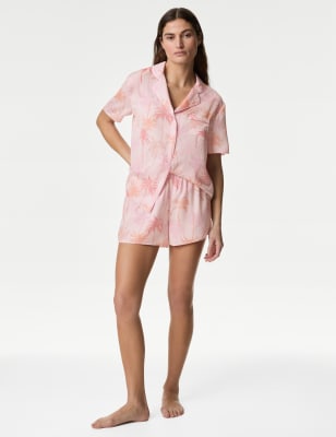 

Womens M&S Collection Dream Satin™ Printed Shortie Set - Pink Mix, Pink Mix
