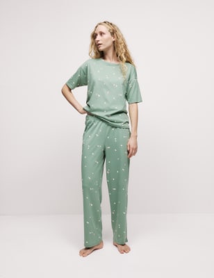 

Womens Body by M&S Cotton Modal Printed Pyjama Set - Green Mix, Green Mix