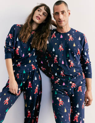 

Womens M&S Collection Women's Disco Santa Family Christmas Pyjama Set - Navy Mix, Navy Mix