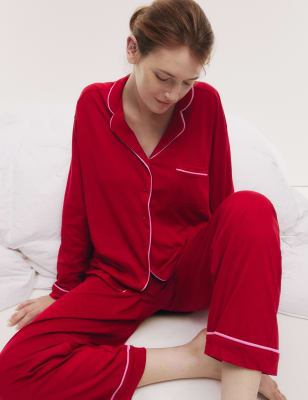 

Womens M&S Collection Women's Piping Family Christmas Pyjama Set - Redcurrant, Redcurrant