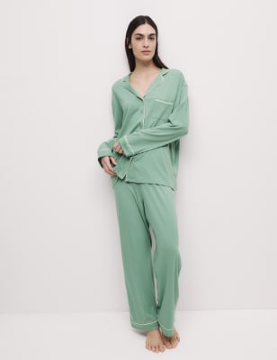 

Womens M&S Collection Women's Piping Family Christmas Pyjama Set - Green, Green