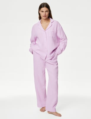 

Womens M&S Collection Pure Cotton Dobby Muslin Pyjama Set - Lilac, Lilac