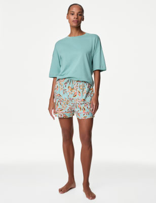 

Womens M&S Collection Cotton Modal Printed Shortie Set - Sea Green, Sea Green