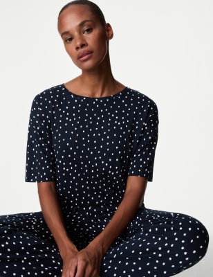 

Womens M&S Collection Cotton Modal Polka Dot Pyjama Set - Navy Mix, Navy Mix