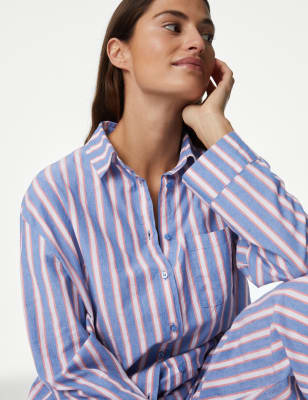 

Womens M&S Collection Cool Comfort™ Striped Pyjama Set - Blue Mix, Blue Mix