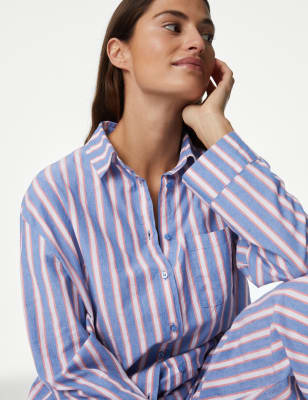 

Womens Body by M&S Cool Comfort™ Striped Pyjama Set - Blue Mix, Blue Mix