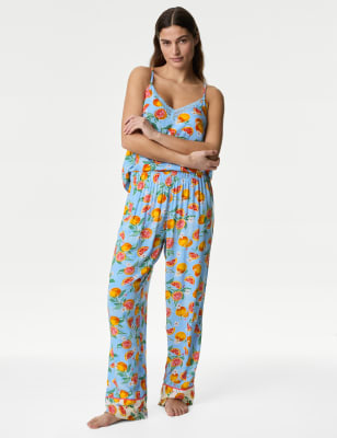 

Womens M&S Collection Print Pyjama Bottoms - Cornflower Mix, Cornflower Mix