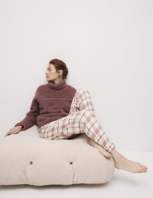 

Womens M&S Collection Pure Cotton Checked Pyjama Bottoms - Nutmeg, Nutmeg