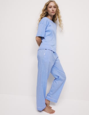 

Womens Body by M&S Bequeme Schlafanzughose mit Sternmuster und Cool Comfort™ - Blue Mix, Blue Mix