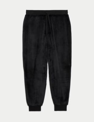 

Womens M&S Collection Faux Fur Fleece Cuffed Hem Lounge Joggers - Black, Black