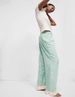 

Womens M&S Collection Printed Pyjama Bottoms, Green Mix
