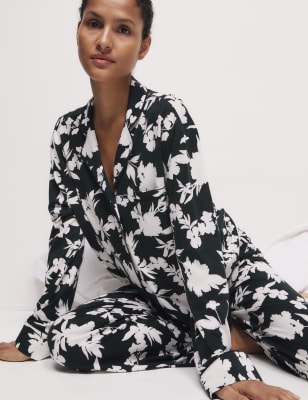 

Womens M&S Collection Cotton Modal Printed Pyjama Set - Black Mix, Black Mix