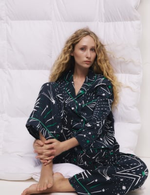 

Womens M&S Collection Dream Satin Schlafanzugset mit Muster - Navy Mix, Navy Mix