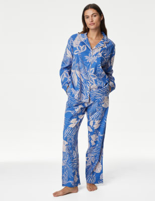 

Womens M&S Collection Cool Comfort™ Printed Pyjama Set - Bright Blue, Bright Blue