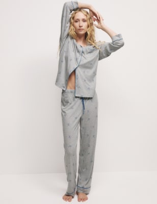 

Womens M&S Collection Schlafanzugset mit Musterprint und Cool Comfort™ - Grey Mix, Grey Mix
