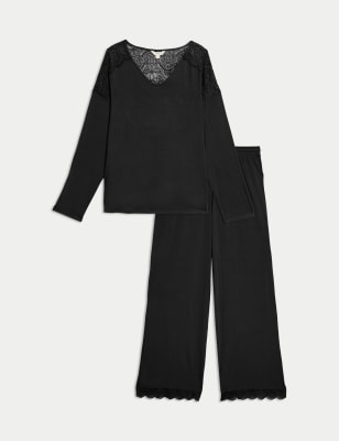 

Womens Body by M&S Body Soft Lace Trim Pyjama Set - Black, Black