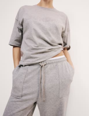 

Womens Body by M&S Cotton Rich Slogan Pyjama Set - Grey Mix, Grey Mix