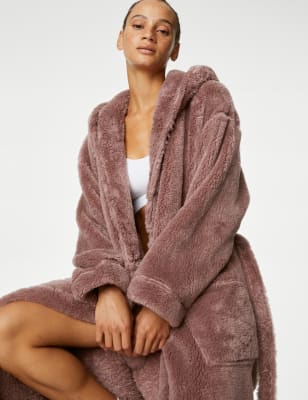 

Womens M&S Collection Fleece Hooded Long Dressing Gown - Nutmeg, Nutmeg
