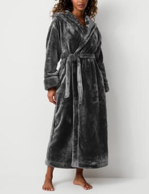 

Womens Rosie Fleece Hooded Dressing Gown - Charcoal, Charcoal