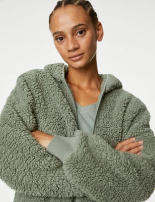 

Womens M&S Collection Strickjacke mit Teddyfutter und Kapuze - Dusty Green, Dusty Green