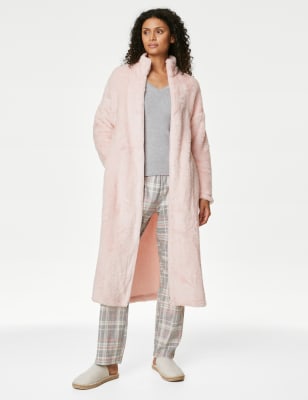 

Womens M&S Collection Fleece Zipped Long Dressing Gown - Soft Pink, Soft Pink