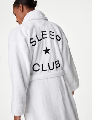 

Womens M&S Collection Morgenmantel aus reiner Baumwolle mit Schriftzug - White, White