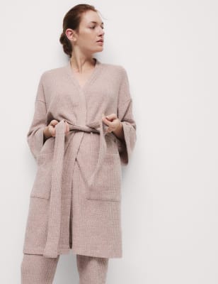 

Womens M&S Collection Cosy Waffle Dressing Gown - Nutmeg, Nutmeg