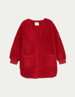 

Womens M&S Collection Teddy Fleece Dressing Gown - Redcurrant, Redcurrant