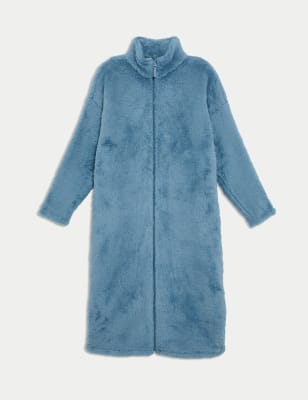 

Womens M&S Collection Fleece Full Zip Dressing Gown - Slate Blue, Slate Blue