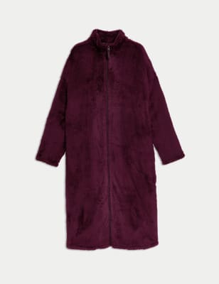 

Womens M&S Collection Fleece Full Zip Dressing Gown - Dark Aubergine, Dark Aubergine