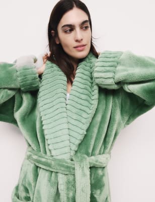 

M&S Collection Bata polar con ribete de piel sintéticaWomens - Green, Green