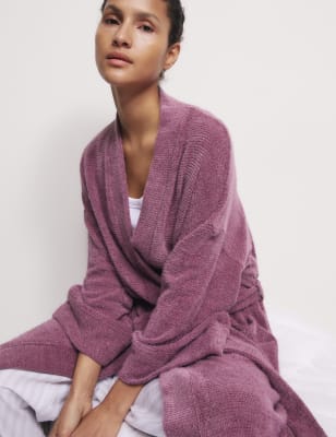 

Womens Body by M&S Body Soft Feather Knit Dressing Gown - Damask, Damask