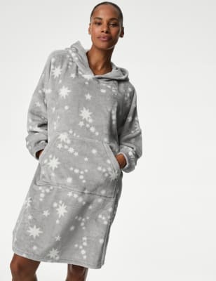 

Womens M&S Collection Fleece Star Print Oversized Lounge Hoodie - Grey Mix, Grey Mix