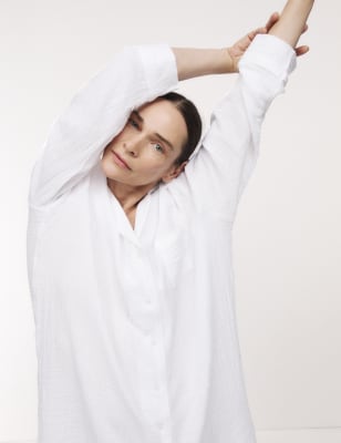 

Womens Body by M&S Pure Cotton Revere Nightshirt - White, White