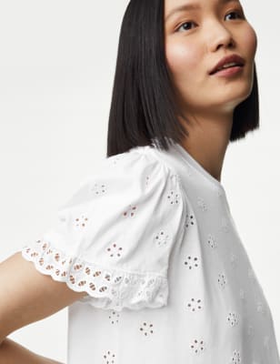 

M&S Collection Camisón 100% algodón con bordadoWomens - White, White