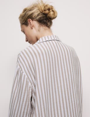 

Womens Body by M&S Gestreiftes Nachthemd aus Musselin mit Cool Comfort™ - Fawn, Fawn