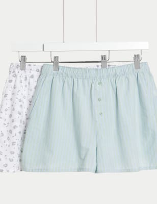 

Womens M&S Collection 2pk Cool Comfort™ Printed Pyjama Shorts - Light Mint, Light Mint