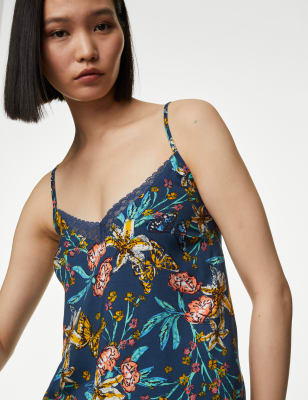 

Womens M&S Collection Floral Cami Top - Dark Blue, Dark Blue