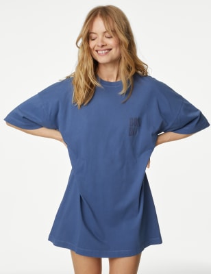 

Womens B by Boutique Pure Cotton Oversized Nightdress - Dark Blue, Dark Blue