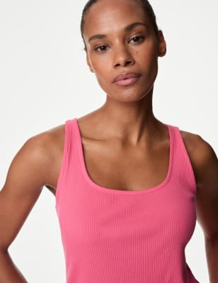 

Womens M&S Collection Geripptes Lounge-Oberteil mit hohem Baumwollanteil - Watermelon, Watermelon