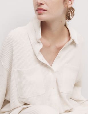 

Womens M&S Collection Kuscheliges Shacket mit Waffelmuster - Ivory, Ivory